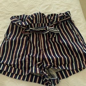 Striped high waisted shorts